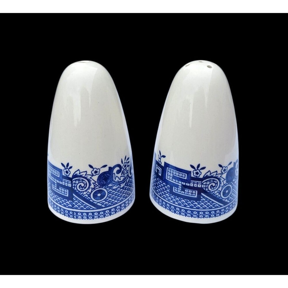 Vintage Churchill England Blue Willow 3" Salt & Pepper Shakers Set w/ Stoppers